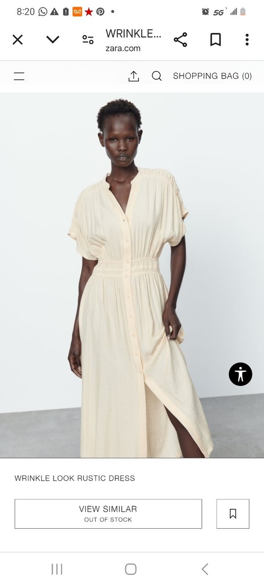NWT ZARA SZ XS WOMAN Winkle Look RusticSHIRT DRESS BEIGE