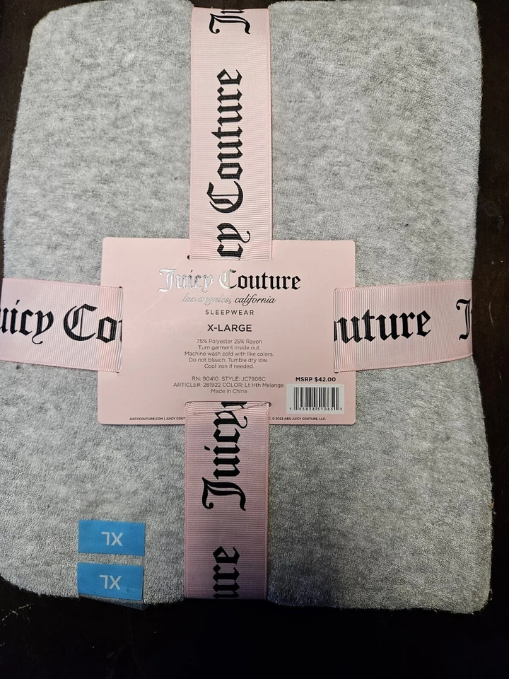 Juicy Couture XL Logo Blanco Acogedor Conjunto de Ropa de Dormir 2 Piezas Pantalones Camisa Conjunto PJ Nuevo Foto 3 de 4