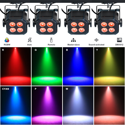 RGBWYP+CYAN LED Stage Lighting PAR Light DMX Beam Party DJ Disco Lights w/Remote