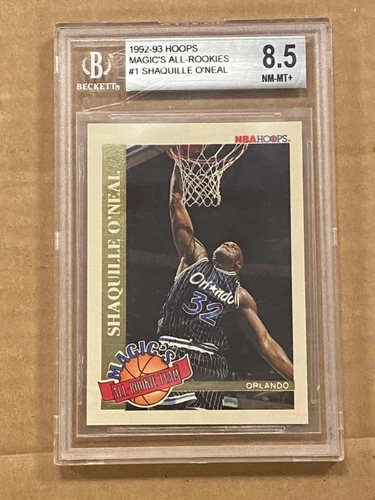 1992-93 HOOPS MAGIC'S ALL-ROOKIES SHAQUILLE O'NEAL #1 BGS 8.5 NM-MT.