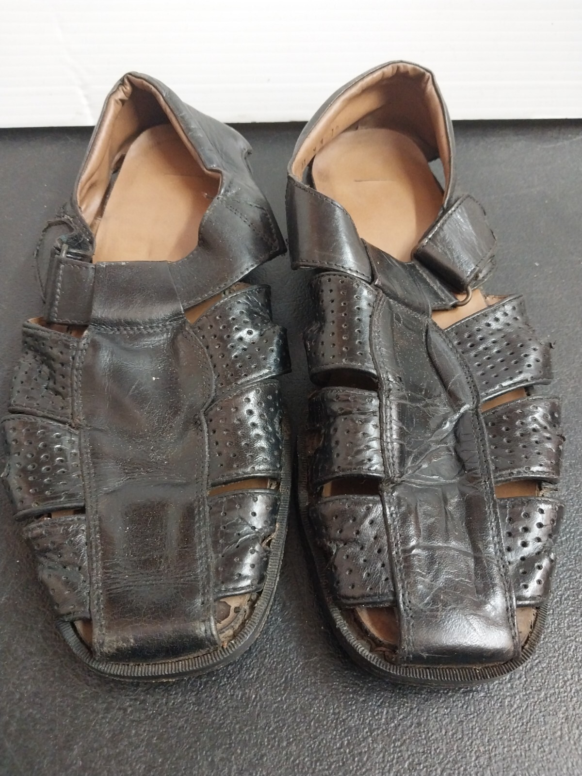 Stacy Adams Black Leather Fisherman Sandals Men's Sho… Gem