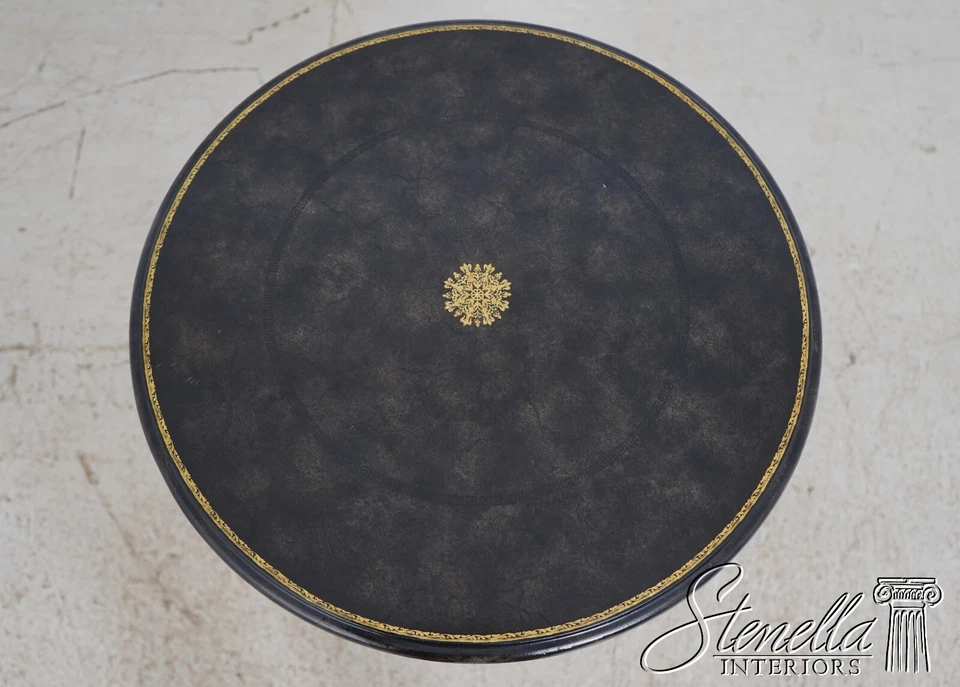 L66072EC: Lámpara de mesa redonda de cuero negro Maitland Smith Foto 3 de 4