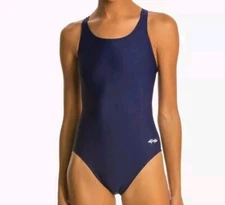 Women's New Dolfin Xtralife Navy HP Back Athletic Swim Suit #7515L 36 L