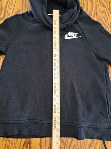 Nike Black Turtleneck Small Kids Hoodie, With Drawstrings, Side Pockets - Picture 4 of 7