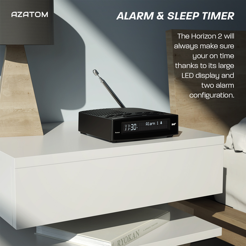 Radio Reloj FM Azatom DAB Altavoz con Cargador USB Bluetooth Horizon Negro - Imagen 3 de 7