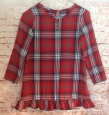 Girl's Jammies For Families Red Plaid Nightgown Sz 5/6 Long-Sleeve Nightie Pj's