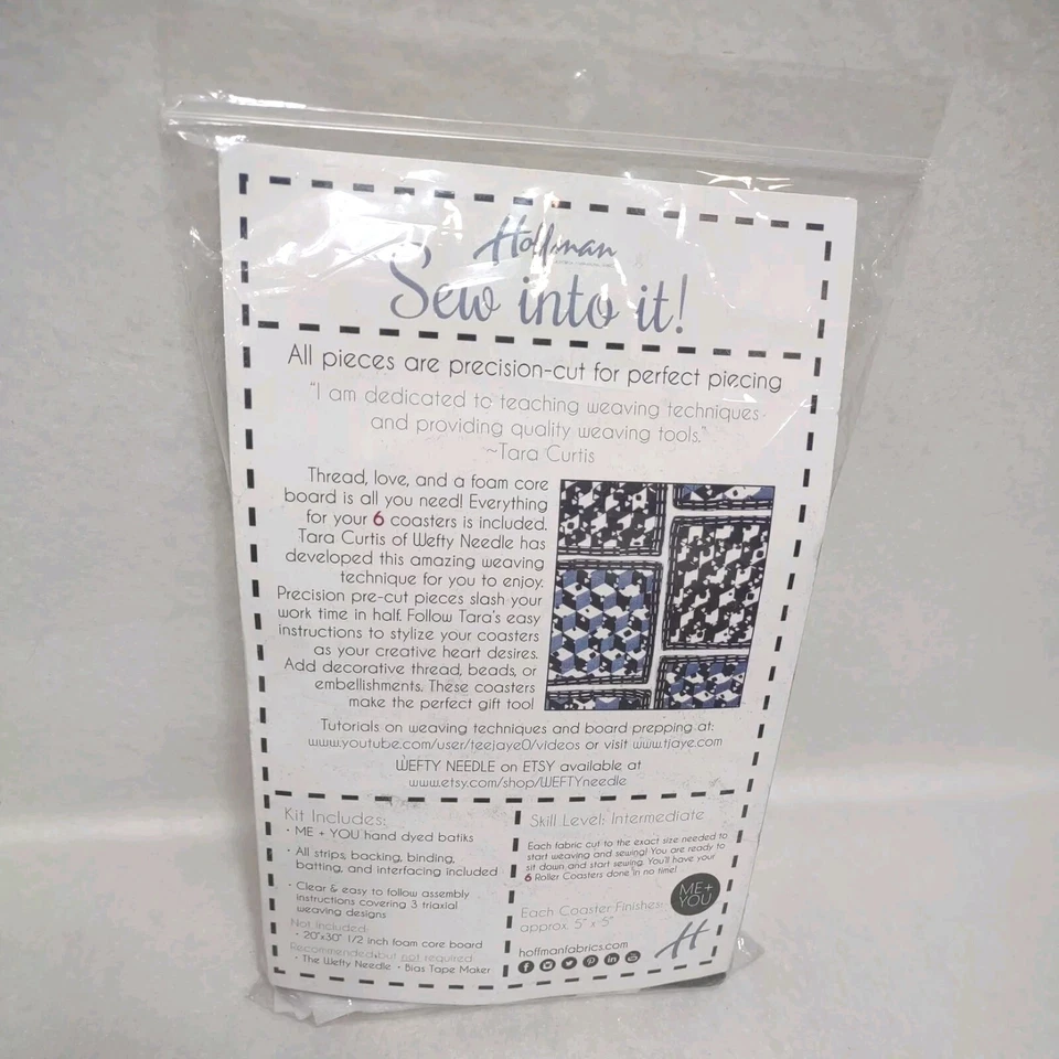 Kit de tejido Hoffman Telas Coser en él Hace 6 Posavasos Tara Curtis Batik Negro Foto 2 de 4