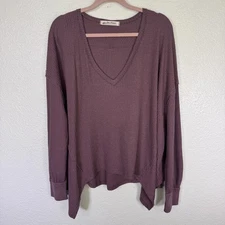 Free People Coraline Top Womens Medium Purple Waffle Knit Oversize We The Free