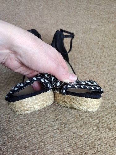 New Look Wedge Heel Platform Shoes 5 38 Black White Espadrille Sandals silver - Picture 10 of 15