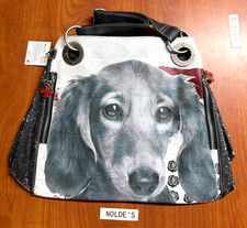 Fuzzynation Dachshund Distressed handbag with detachable mini pouch DS229B4TF455