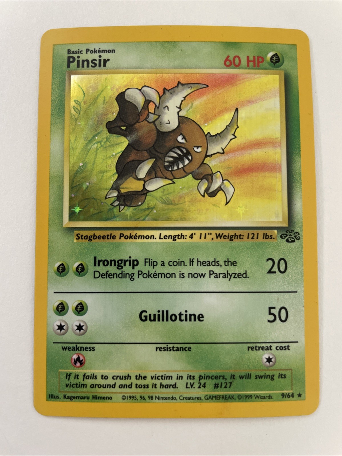 1999 Pokemon Pinsir #9/64 Holo Jungle Unlimited LP (No Symbol Error) - TCCCX
