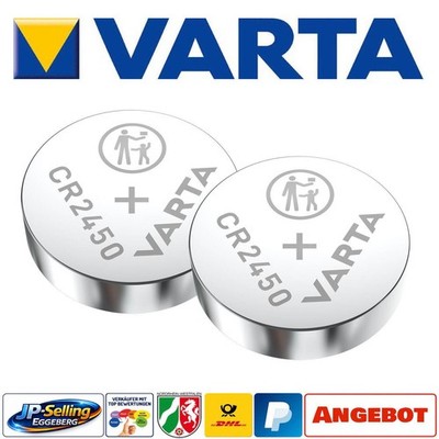 2 Stück Varta CR2450 CR 2450 3 V Lithium Knopfzellen Batterien