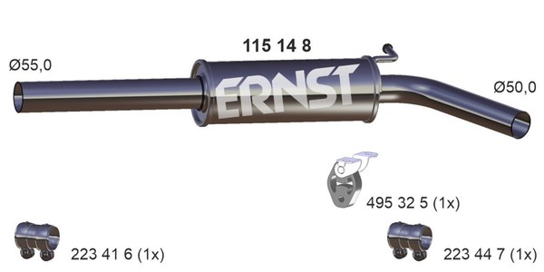 MittelschalldäMpfer Ernst 115148 FüR VW Polo 5 6R1 6C1 TSI 16V Skoda Fabia 3 NJ3-image