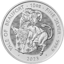 The Royal Mint 2023 Yale Of Beaufort, Silver Coin Tudor Beasts 10oz In Capsule.