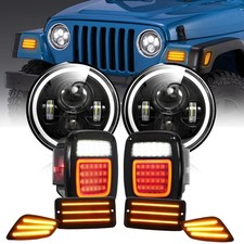 Led Headlights Bumper Turn Signal Side Marker Tail Light For Wrangler Tj 97-06
