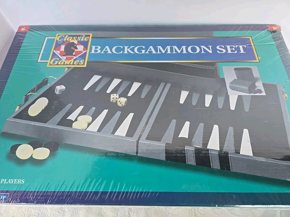 Classic Games Cardinal Large Folding  Backgammon Board Game Set NIB Sealed Gray  - Image 2 of 4
