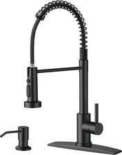 Black Kitchen Faucet W/ Soap Dispenser Stainless Steel Kitchen Sink Faucet