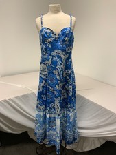 FarmRio, Maxi Dress, New With Tags, Size L, Blue/ White Floral,(SR101)