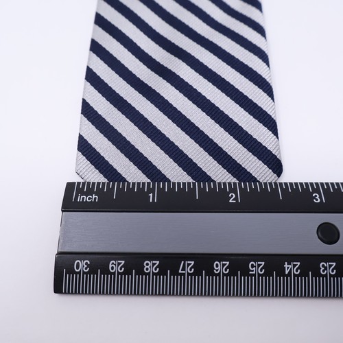 Cravatta Brooks Brothers in pile rosso uomo 100% seta righe skinny argento navy - Foto 7 di 9