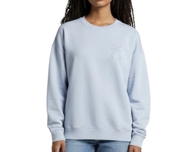 Calvin Klein Performance Womens Embroidered Shine Logo Crew Sweatshirt Lt Blue L