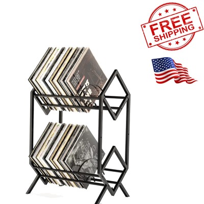 2-Tier-Vinyl-Record-Storage-Holder With Dividers, 200 LPs Albums Storage Rack...