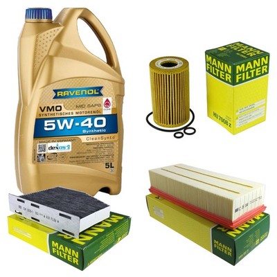 Inspektionspaket 5L RAVENOL VMO 5W-40 für VW Tiguan 2.0 TDI 4motion Golf V Audi