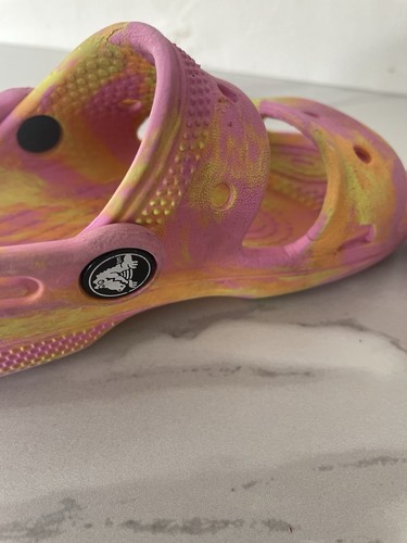 Crocs Marbled Sandale Clog Schuhe Iconic Comfort 207779 Gr. C10 Kind rosa gelb - Bild 11 von 24