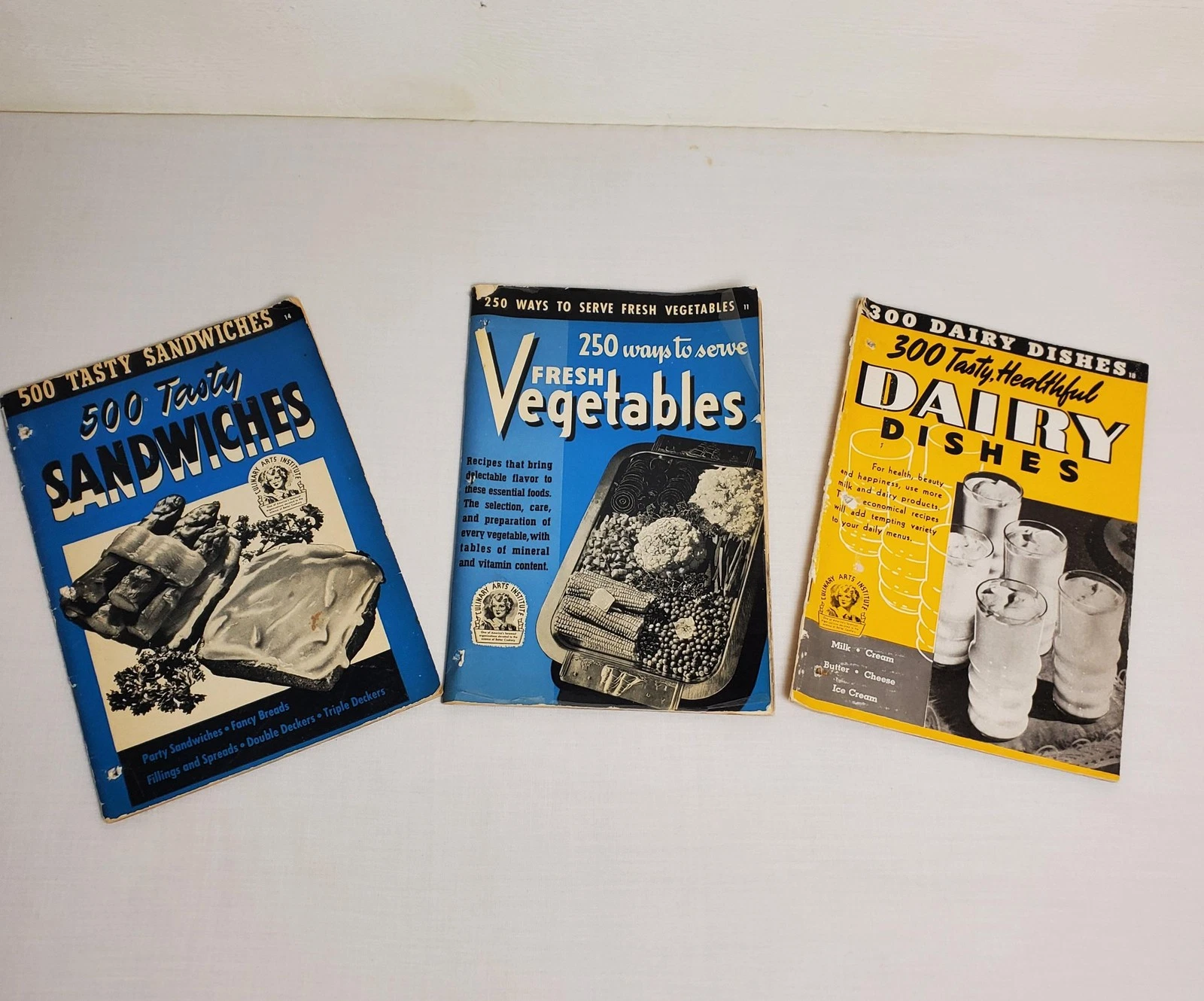 Vintage Culinary Arts Institute 3 Softcover Cookbooks: 500 Sandwiches Veg Dairy