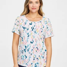 be stage womens colorful short sleeve pullover top size S