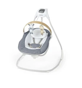🔥NEW🔥 Ingénierie Simple Confort Compact Swing avec barre de jouets en bois - Chambray