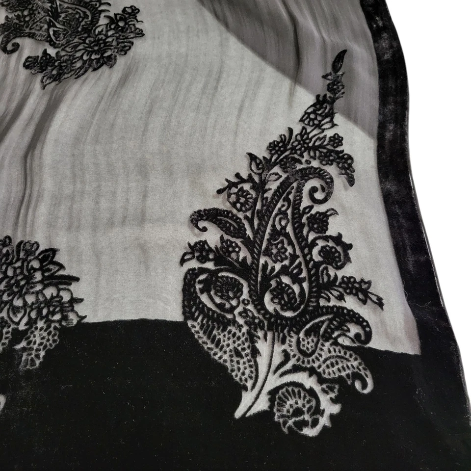 Talbots Bufanda de Seda Mantón Envoltura Floral Transparente Burnout 76x20 Whimsigoth Stevie Nicks Foto 4 de 4