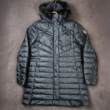 Obermeyer Blossom Down Parka Womens 12 Black Faux Fur Hooded Long Winter Coat