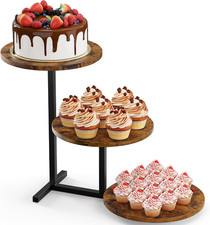 Emfogo 3 Tier Cupcake Tower Stand for 24 Cupcakes, Wooden Tiered Tray Stands, Di