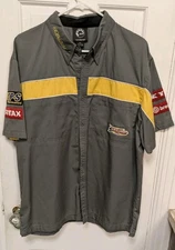 BRP Ski-Doo Team Racing Shirt Mens L Gray Button Logos Rotax XPS Crew Shirt