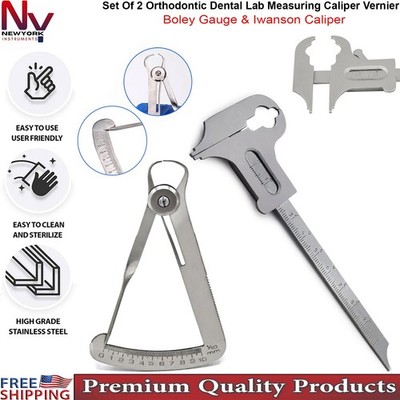 Set of 2 Dental Boley Gauge & Iwanson Caliper Vernier Orthodontic Lab Measuring