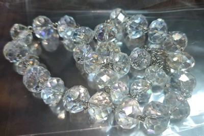 STUNNING 15'' Faceted Crystal Bead Necklace w/ 2½'' Extension Chain