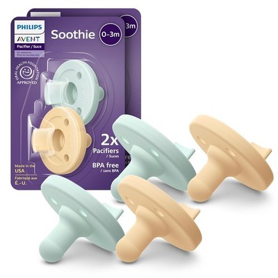 Soothie Orthodontic Baby Pacifiers 4 Pack 100% Silicone & BPA-Free 0-3 Months