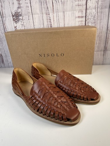 Nisolo Huaraches Herren Größe 10,5 Brandy Braun Leder Komfort Handarbeit Resort