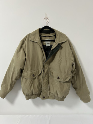 #ad Vintage LL Bean Goose Down Jacket Chore Coat Pockets Size Large 90#x27;s Lining AM71 $80.91