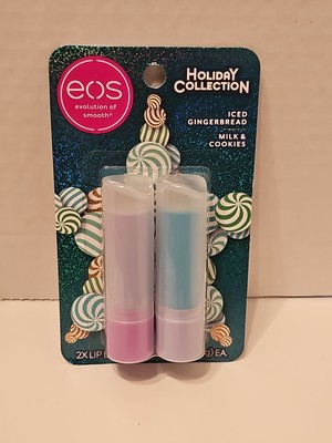 EOS Holiday Collection lip balm Milk & Cookies/ Iced Gingerbread 2 Pack