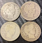 1903O, 1904, 1908D, 1915D Barber Quarters