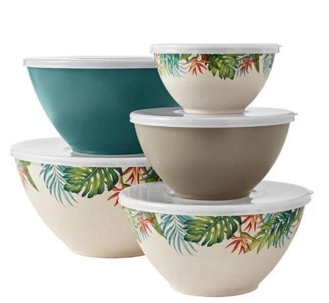 Member's Mark ~ 10 Piece Melamine Nesting Bowl Set ~ Satin Finish ~ Palm Island