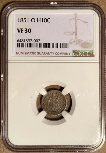 1851-O NGC VF30 Liberty Seated Half Dime H10c - New Orleans Mint