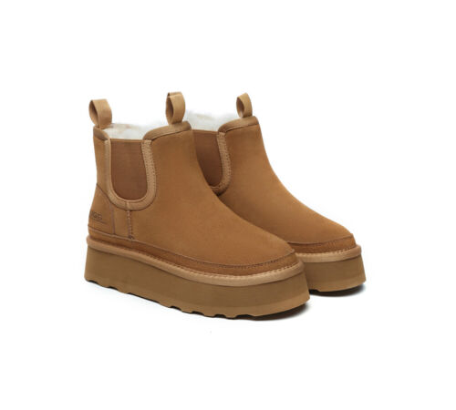 AUSTRALIAN SHEPHERD® UGG Sheepskin Wool Elastic Band Platform Boots Chelsie - Picture 25 of 48
