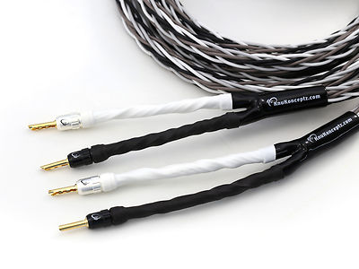 KnuKonceptz Krux Interlaced Braided 8 Gauge Speaker Cable 12' w BFA Banana Plugs