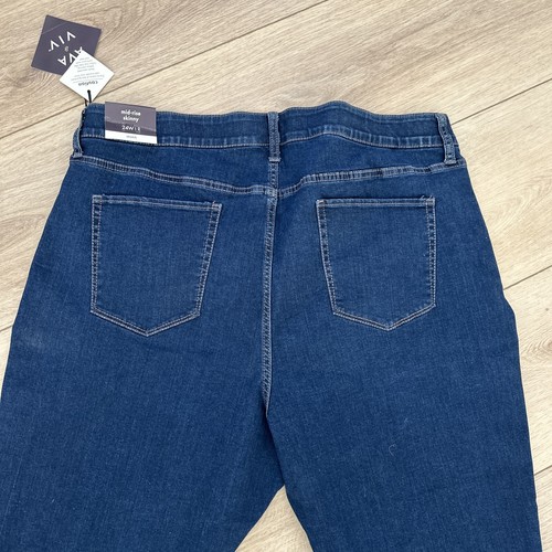 Women's Plus Size Skinny Jeans - Ava & Viv™ Dark Wash Midrise sz 24W R Comfort* - Picture 13 of 13