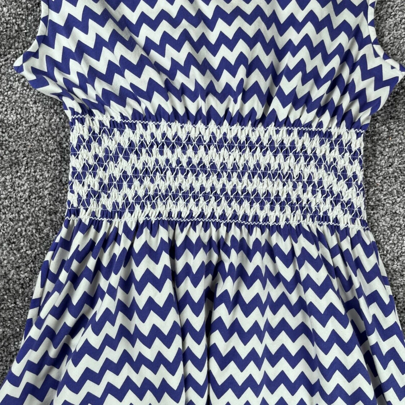 Abito donna Kate Spade smock taglia M zig zag righe blu bianco linea A