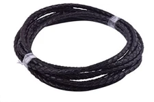  2 Yards Genuine Leather Braided Bolo Leather Cord 4.0mm Black