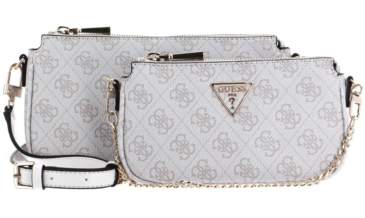 GUESS borsa a tracolla Noelle Double Pouch Crossbody Dove Logo | eBay