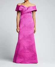 TERI JON by Rickie Freeman Dress Size 12 Off-the-Shoulder Gown Wild Berry $848